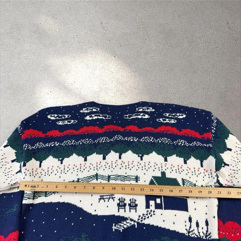 Vtg‎ Northern Reflections Cardigan Sweater Winter Cabin Ducks Cottagecore Sz M